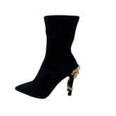 New Black Stiletto Heel Elastic Socks Boots - Fashionner